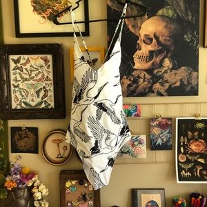 Black and White One Piece Crane Print Swimsuit